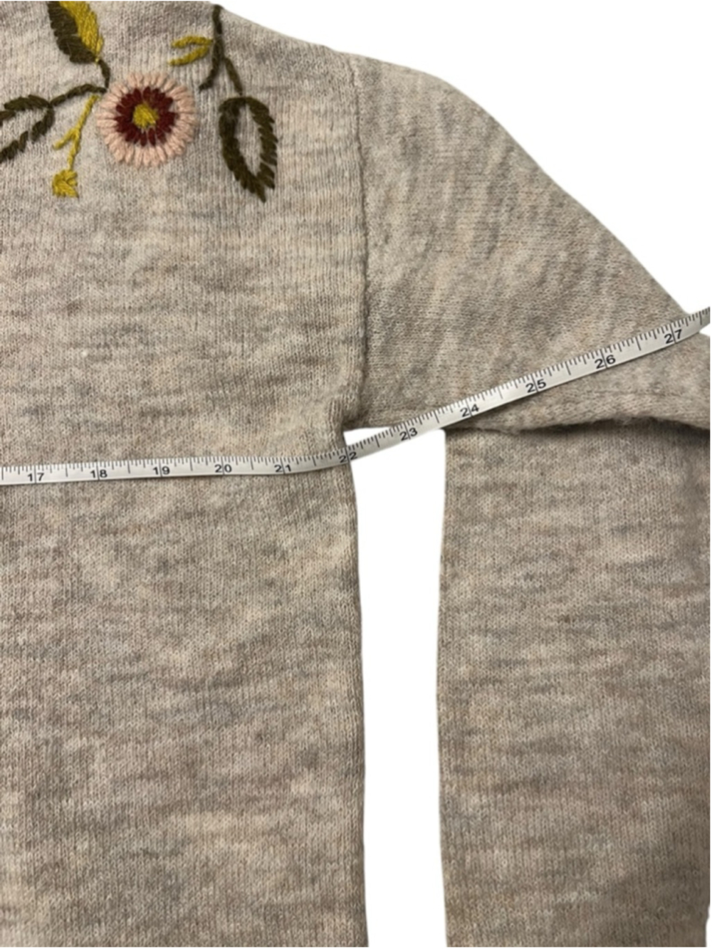 SILVERFLINT Beige Floral Embroidered Crew Neck Sweater S - Picture 5 of 7